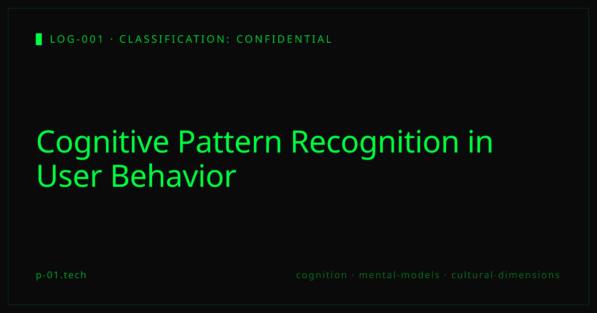 Cognitive Deflection Pattern Cognitive Pattern Recognition in User Behavior — P-01